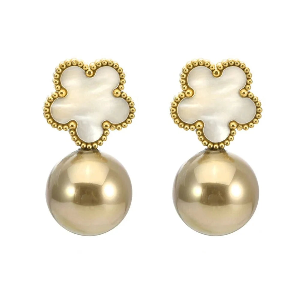 Classy Floral Pearl Ball Earrings