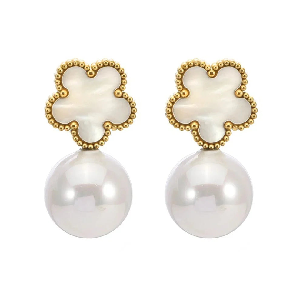Classy Floral Pearl Ball Earrings