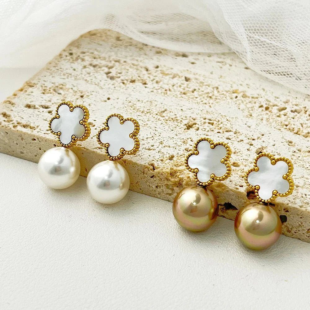Classy Floral Pearl Ball Earrings