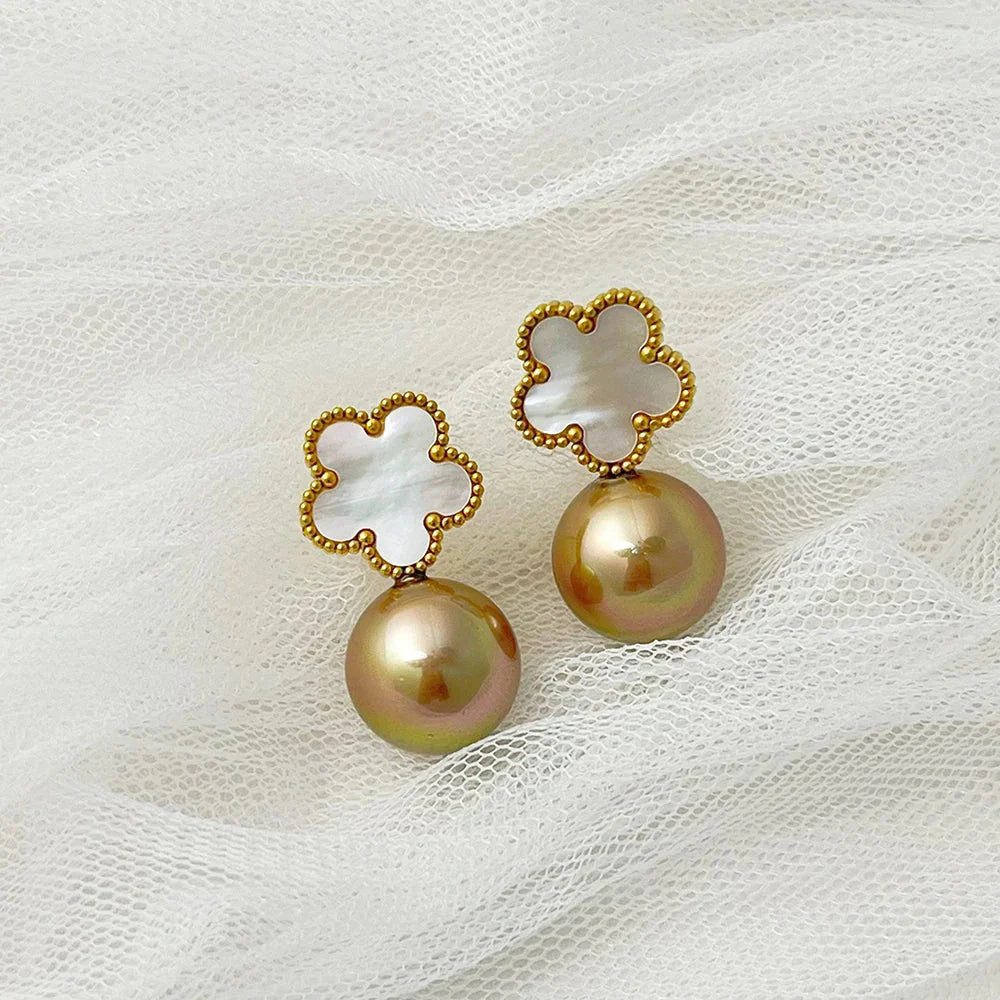 Classy Floral Pearl Ball Earrings