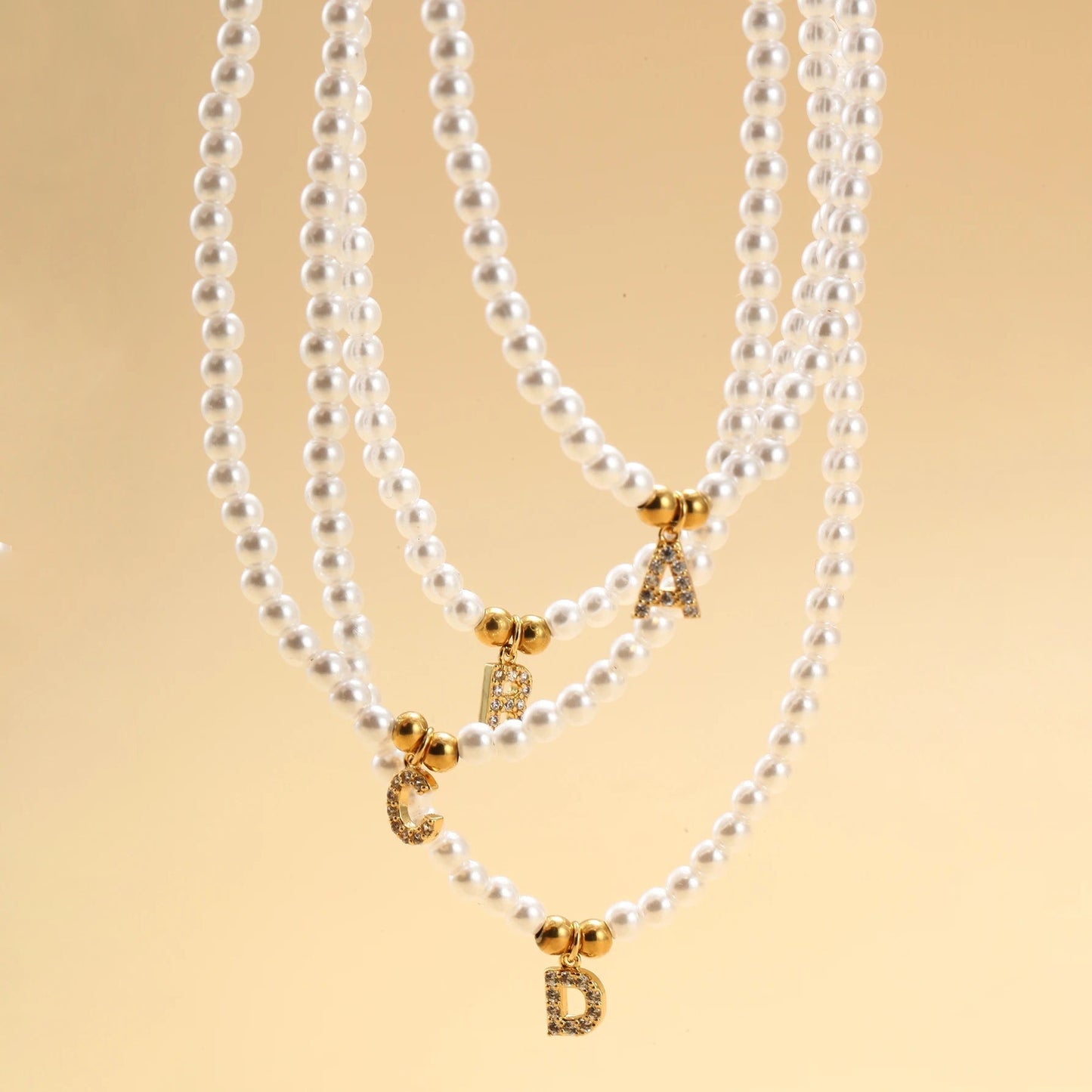 Classy Pearl Dainty Initial Letter Necklace