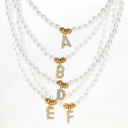 Classy Pearl Dainty Initial Letter Necklace