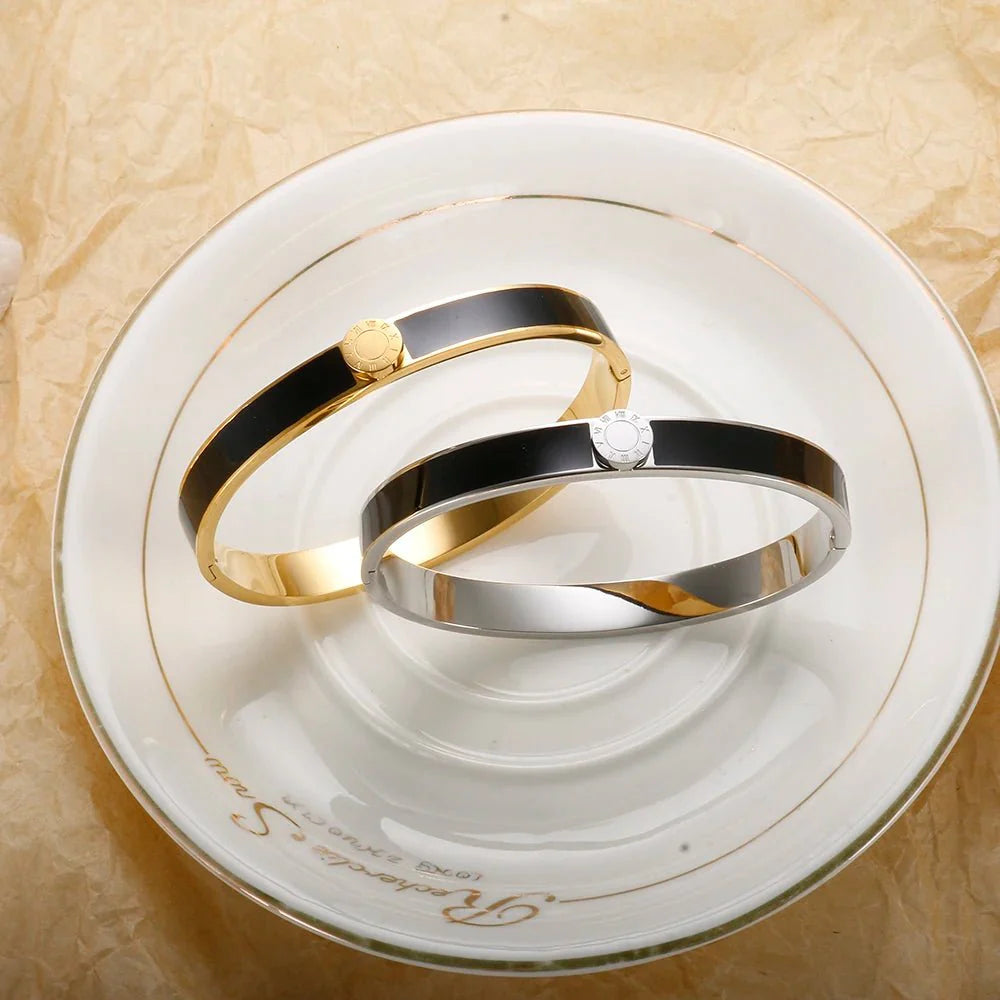 Classy Roman Numeral Bangle Bracelet and Rings
