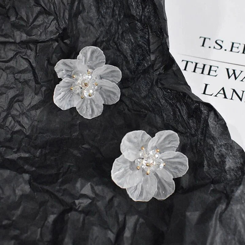 Classy Transparent Floral Hibiscus Earrings