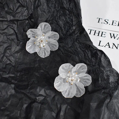 Classy Transparent Floral Hibiscus Earrings