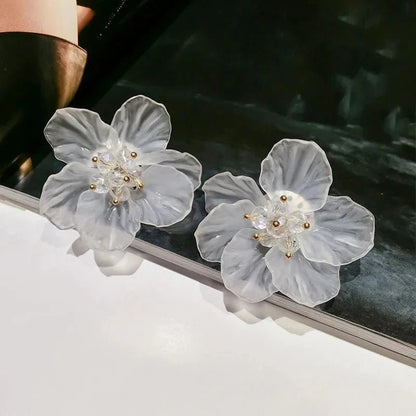 Classy Transparent Floral Hibiscus Earrings