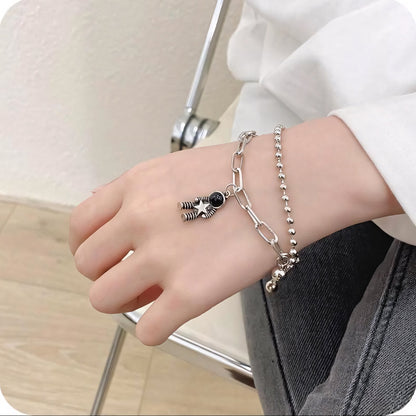 Couples Astronaut Magnetic Heart Bracelet Set