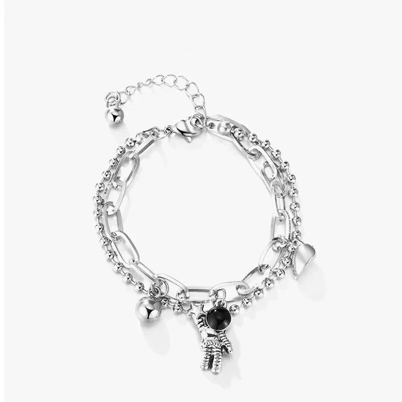 Couples Astronaut Magnetic Heart Bracelet Set