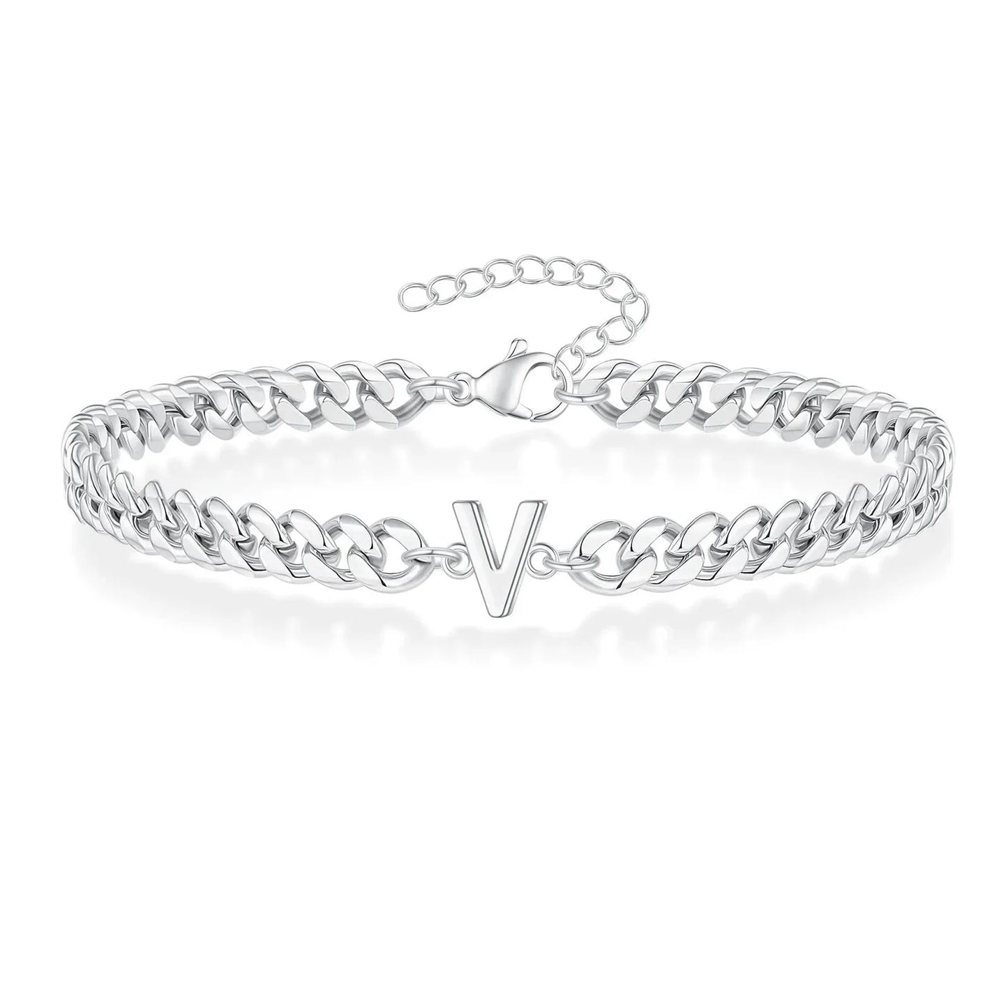 Couples Letter Initial Cuban Bracelet