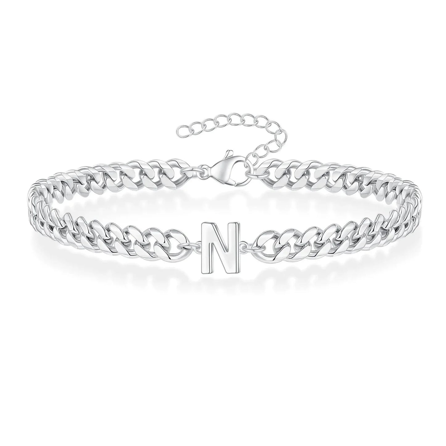 Couples Letter Initial Cuban Bracelet