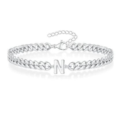 Couples Letter Initial Cuban Bracelet