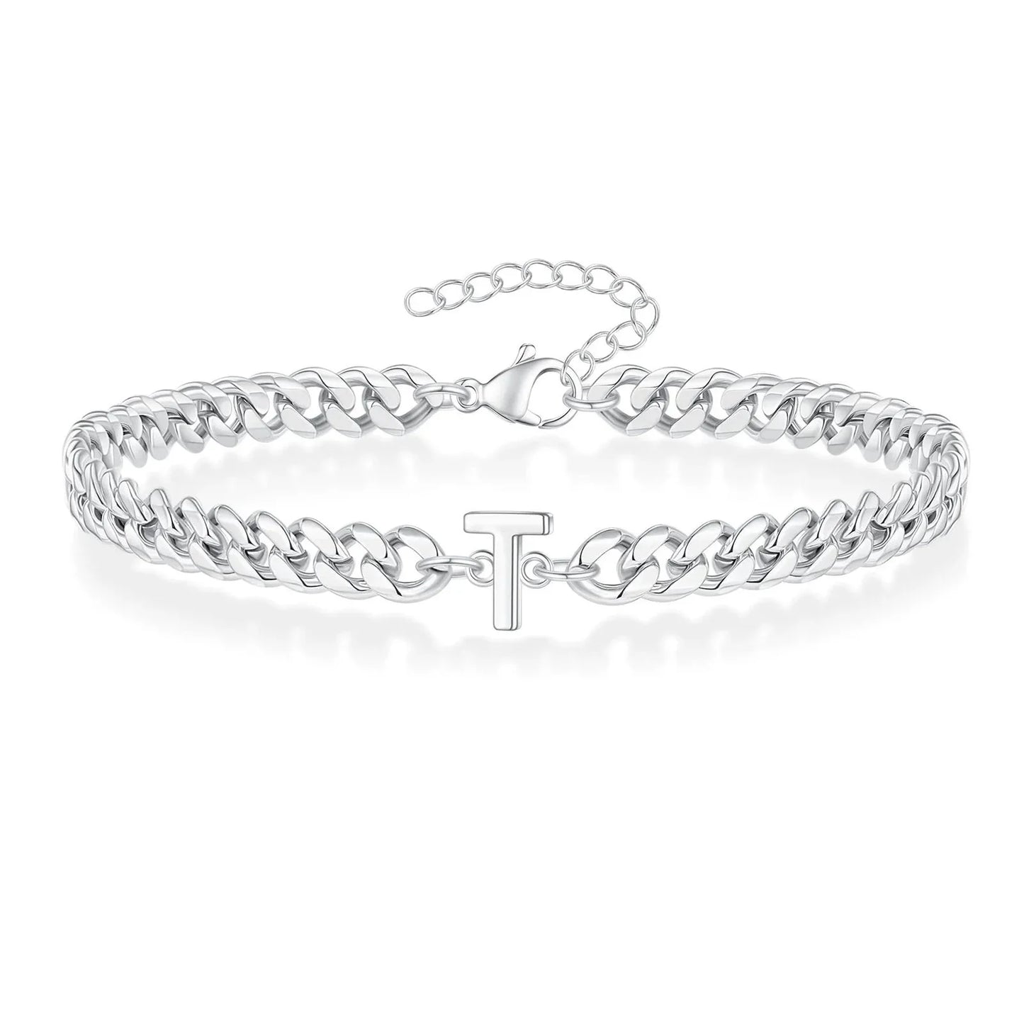 Couples Letter Initial Cuban Bracelet