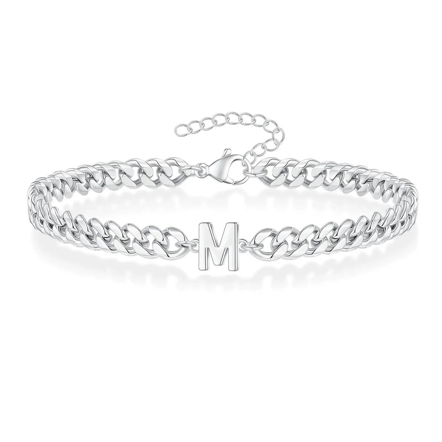 Couples Letter Initial Cuban Bracelet
