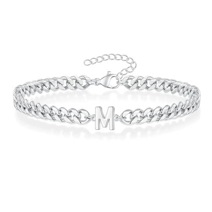 Couples Letter Initial Cuban Bracelet