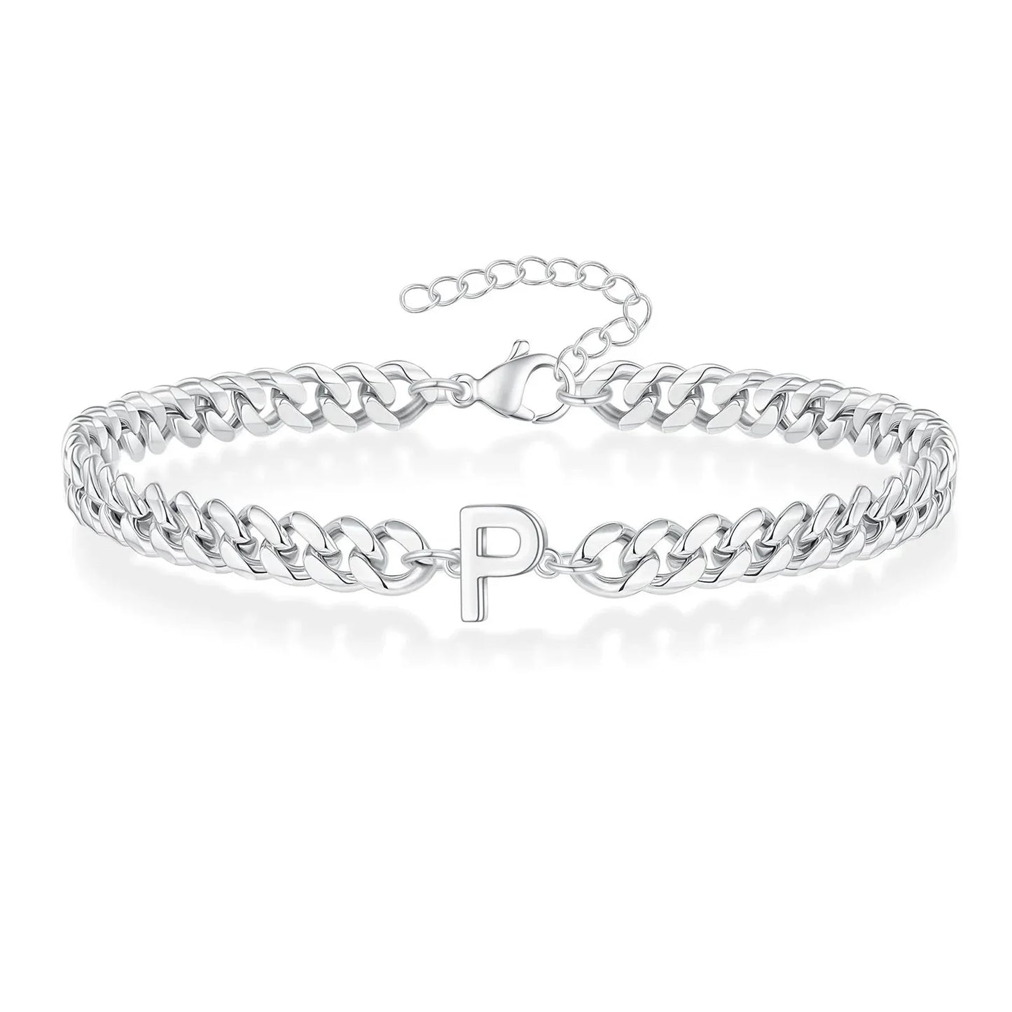 Couples Letter Initial Cuban Bracelet
