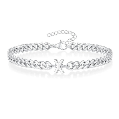 Couples Letter Initial Cuban Bracelet