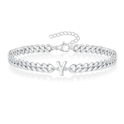 Couples Letter Initial Cuban Bracelet