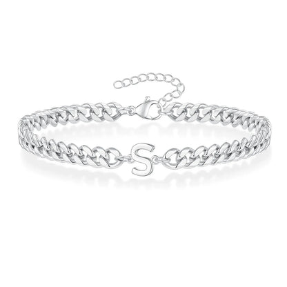 Couples Letter Initial Cuban Bracelet