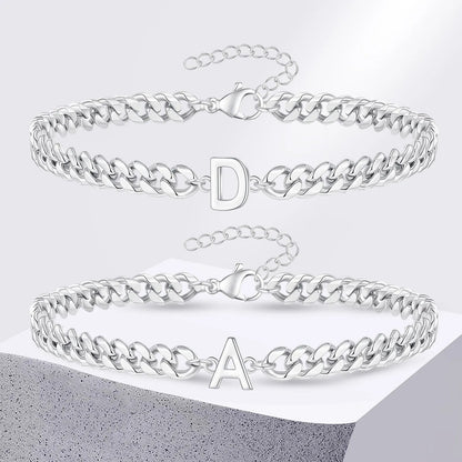 Couples Letter Initial Cuban Bracelet