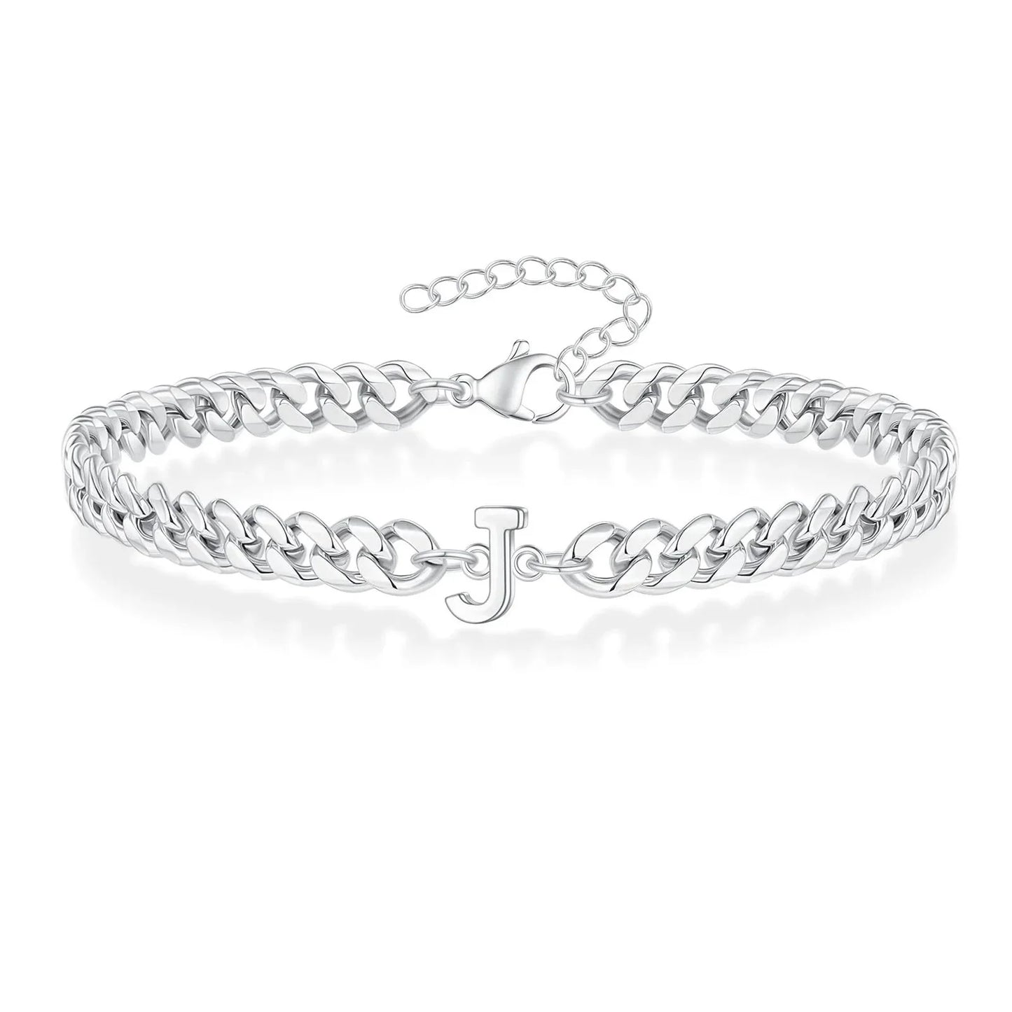 Couples Letter Initial Cuban Bracelet