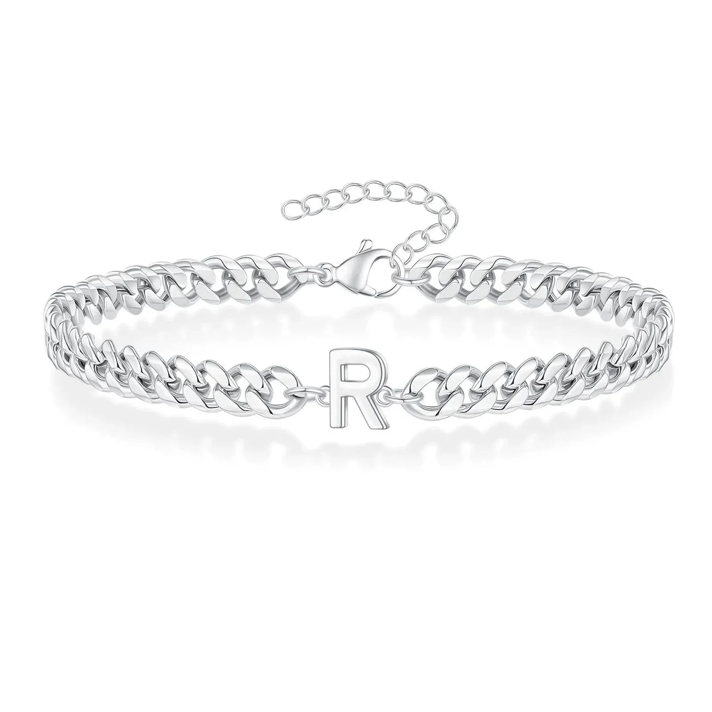 Couples Letter Initial Cuban Bracelet