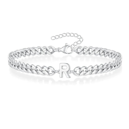 Couples Letter Initial Cuban Bracelet