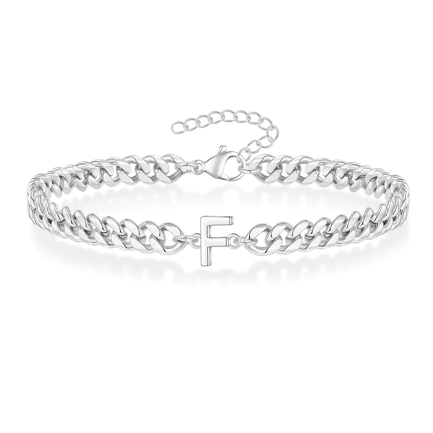 Couples Letter Initial Cuban Bracelet