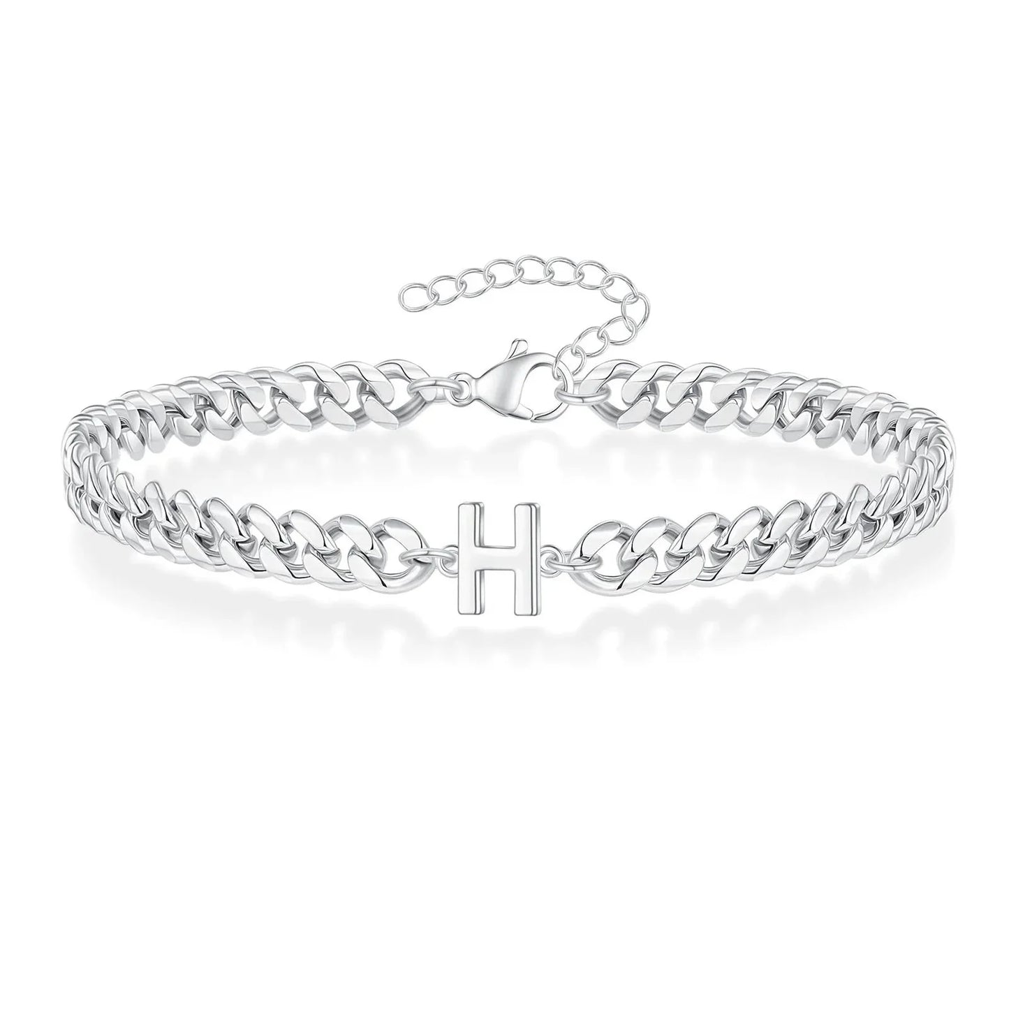 Couples Letter Initial Cuban Bracelet