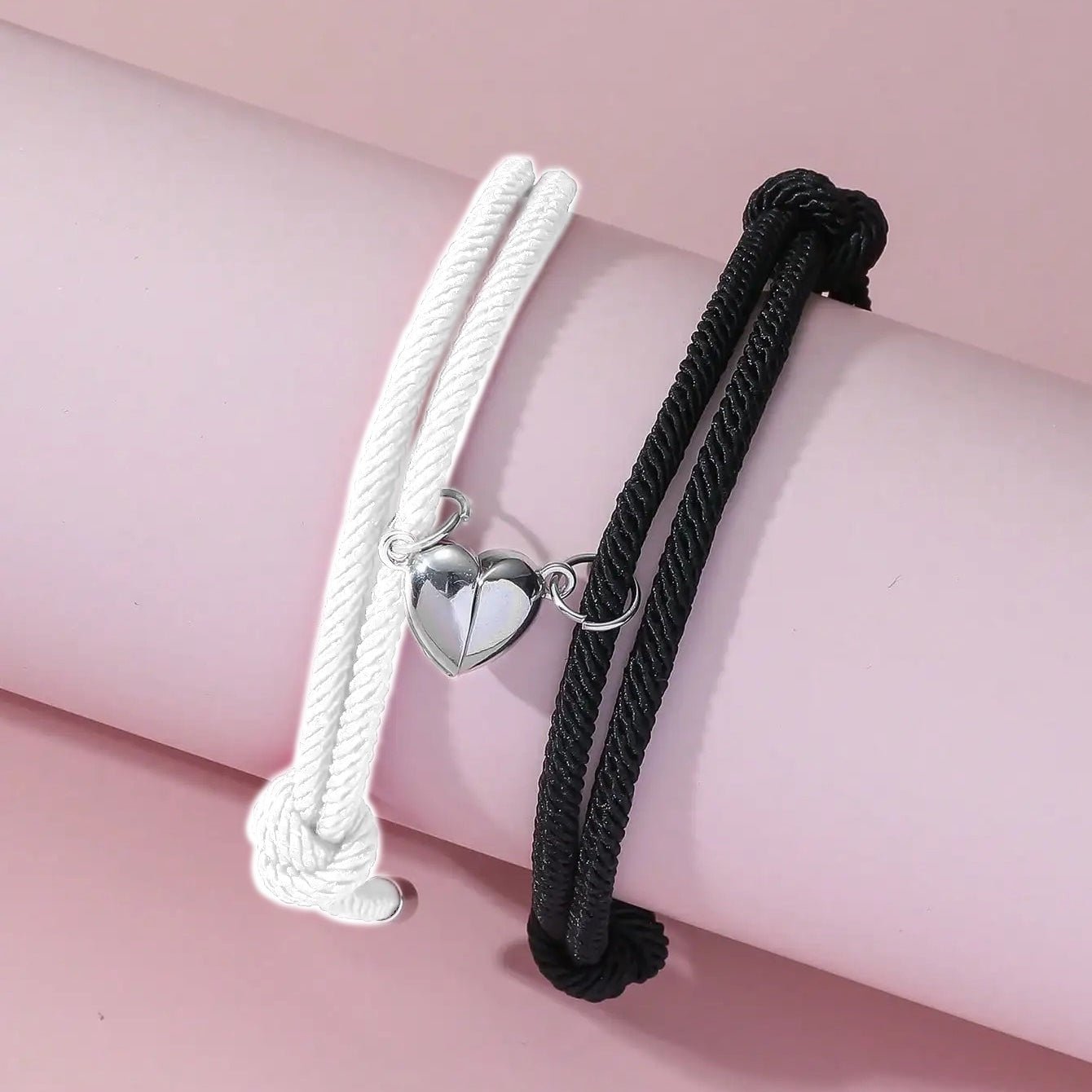 Couples Magnetic Heart Rope Bracelet Set