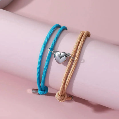 Couples Magnetic Heart Rope Bracelet Set
