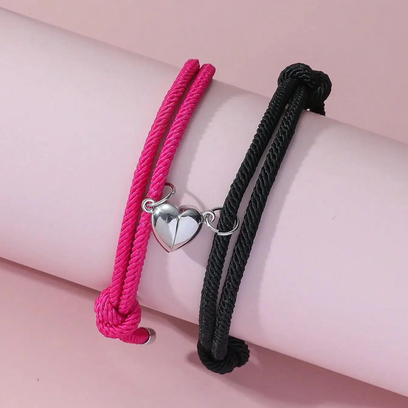 Couples Magnetic Heart Rope Bracelet Set