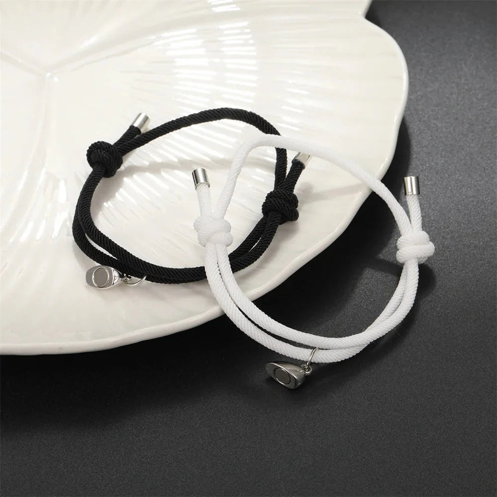 Couples Magnetic Heart Rope Bracelet Set