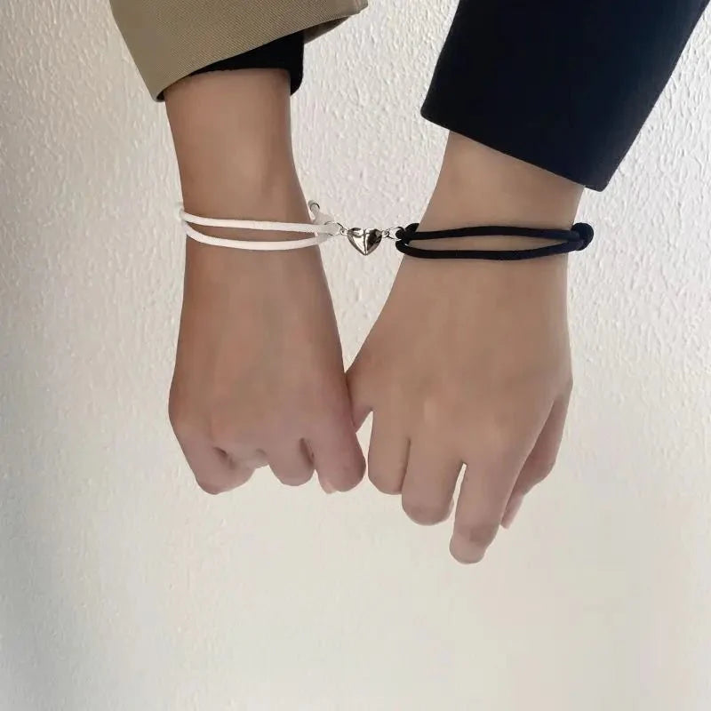 Couples Magnetic Heart Rope Bracelet Set