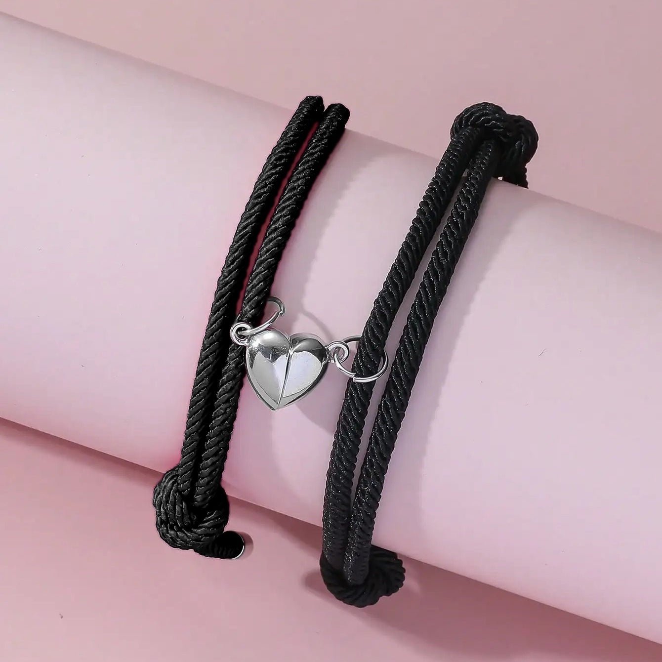 Couples Magnetic Heart Rope Bracelet Set