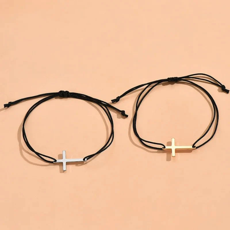 Couples Minimal Cross Bracelets