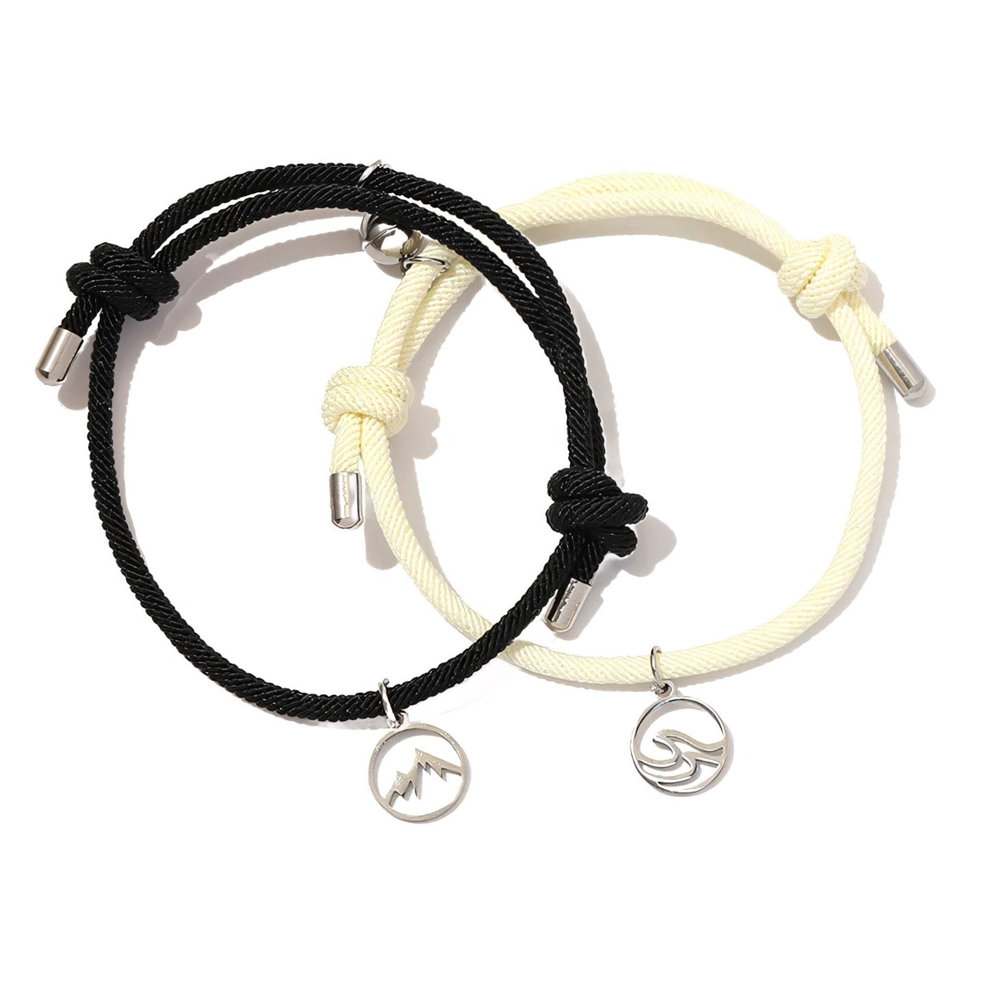 Couples Ocean & Mountains Magnetic Rope Bracelet Set