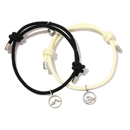 Couples Ocean & Mountains Magnetic Rope Bracelet Set