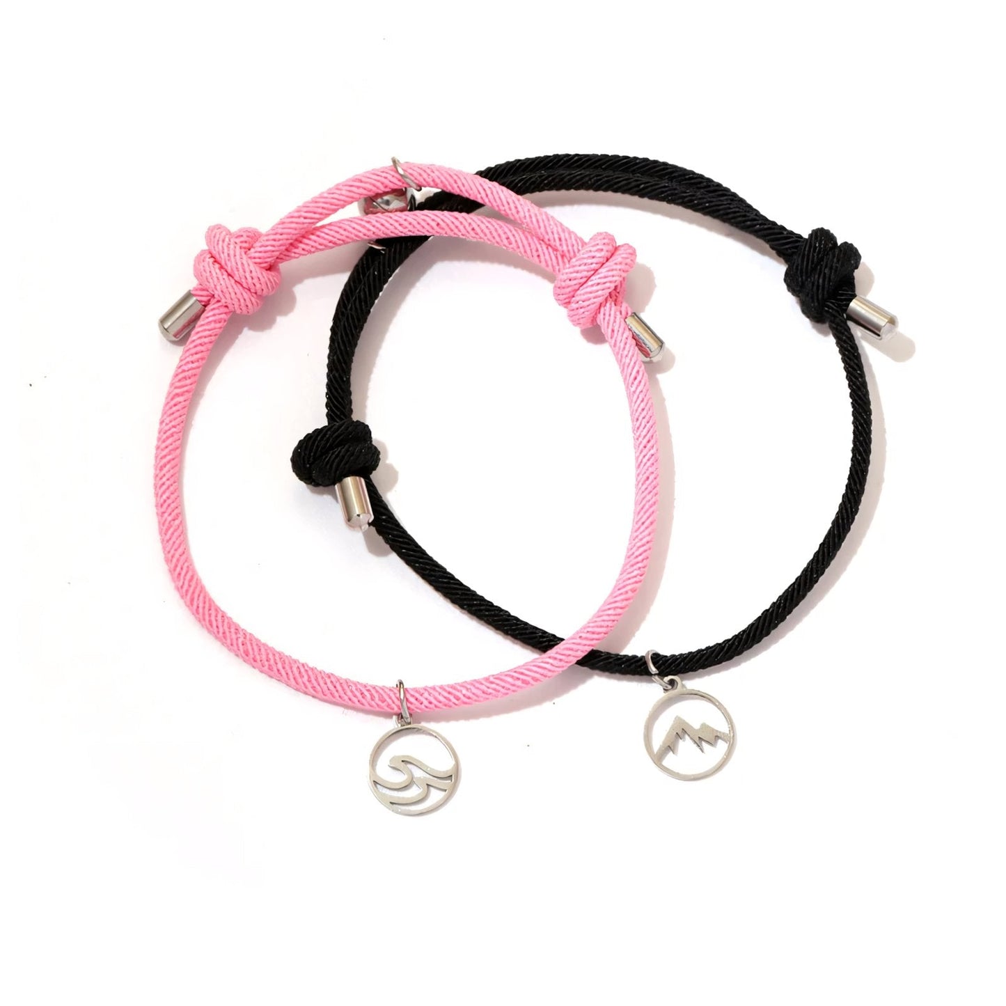 Couples Ocean & Mountains Magnetic Rope Bracelet Set
