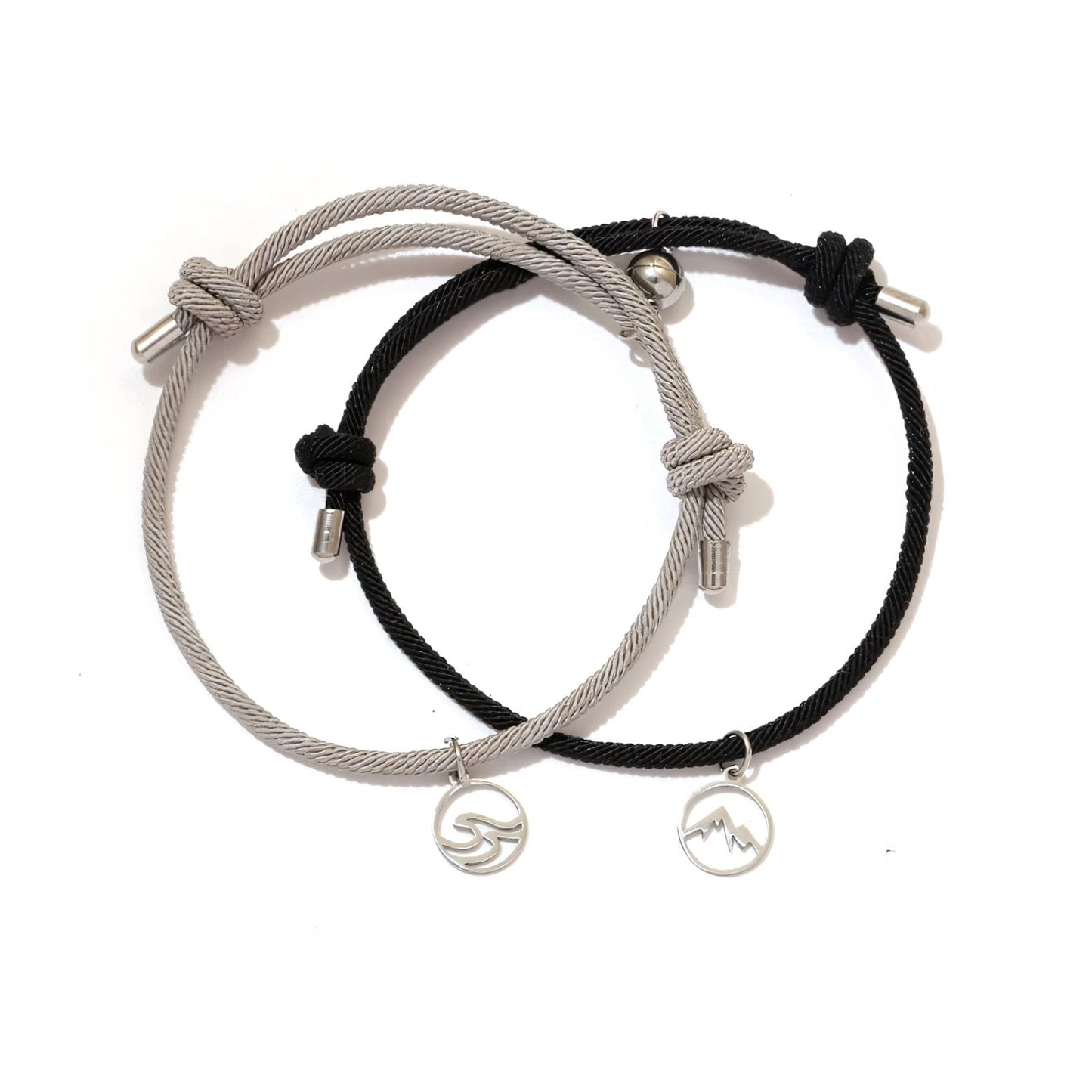 Couples Ocean & Mountains Magnetic Rope Bracelet Set