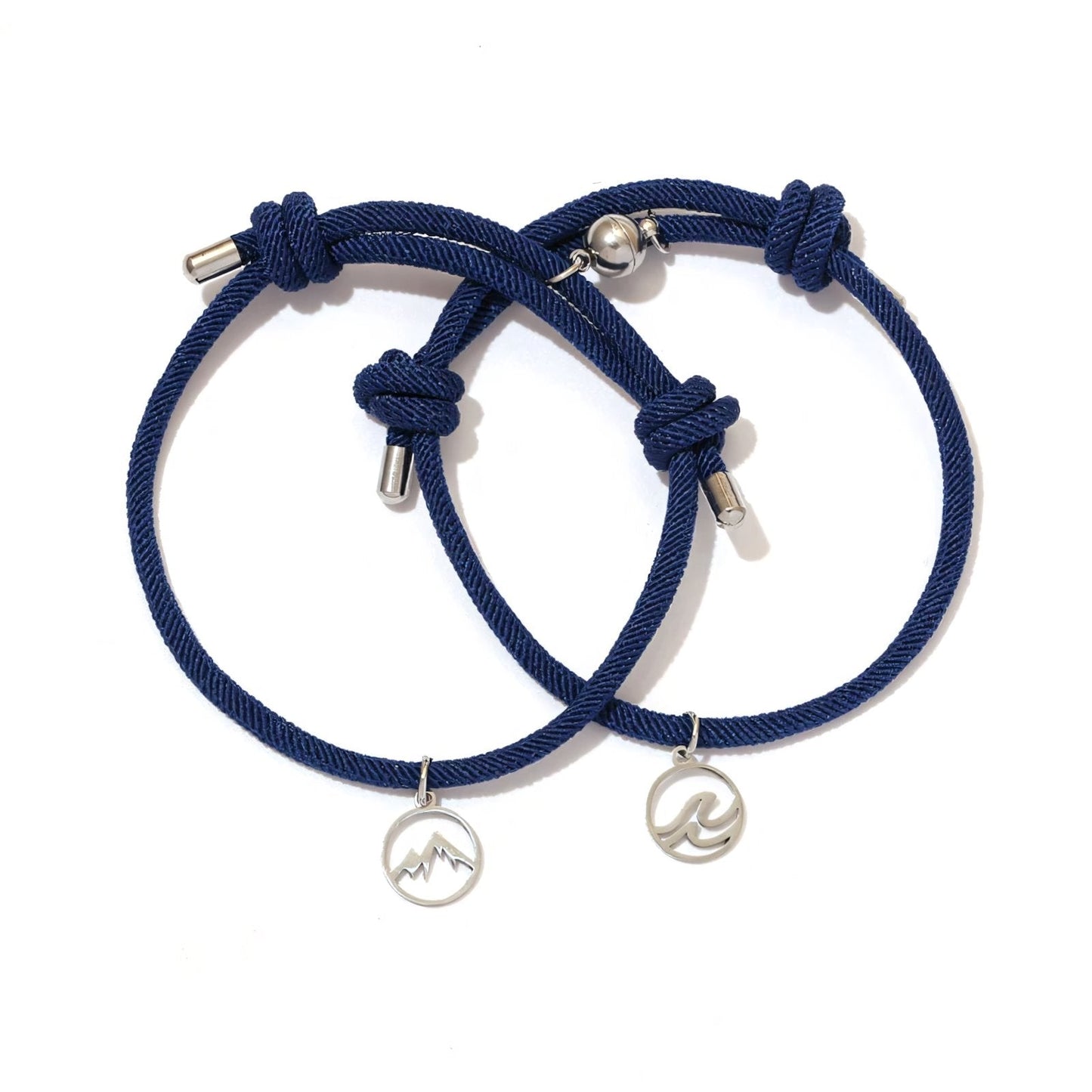 Couples Ocean & Mountains Magnetic Rope Bracelet Set