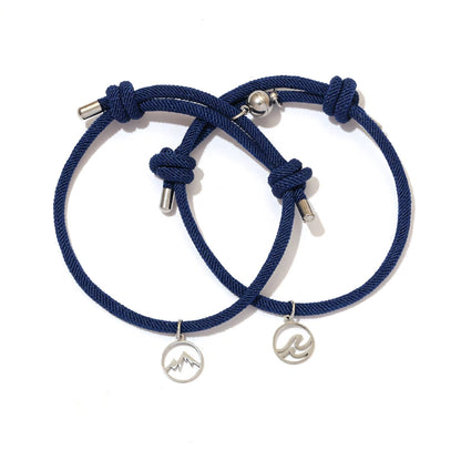 Couples Ocean & Mountains Magnetic Rope Bracelet Set