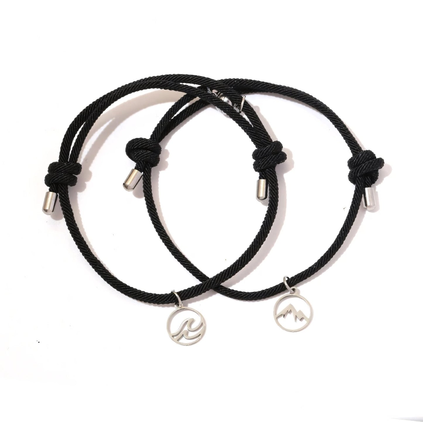 Couples Ocean & Mountains Magnetic Rope Bracelet Set