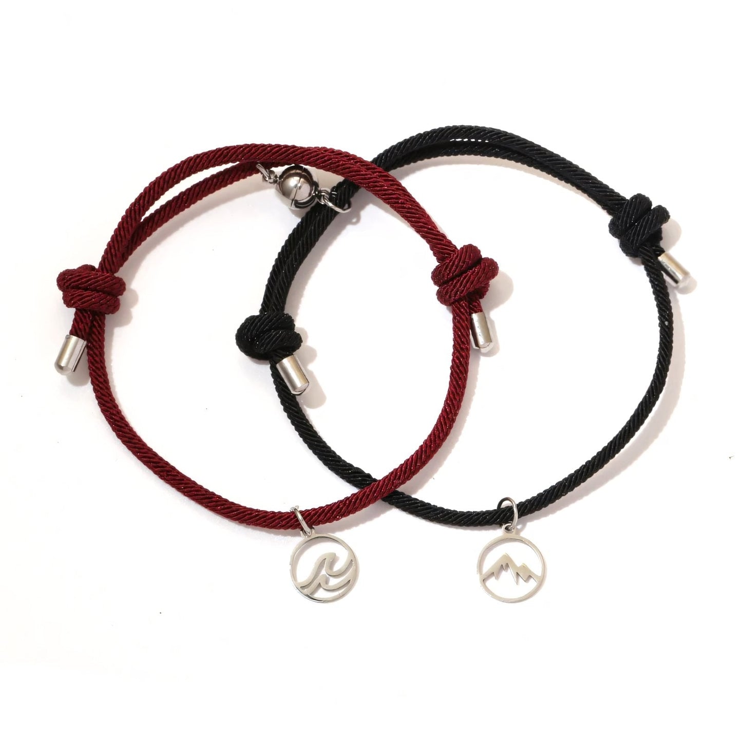 Couples Ocean & Mountains Magnetic Rope Bracelet Set