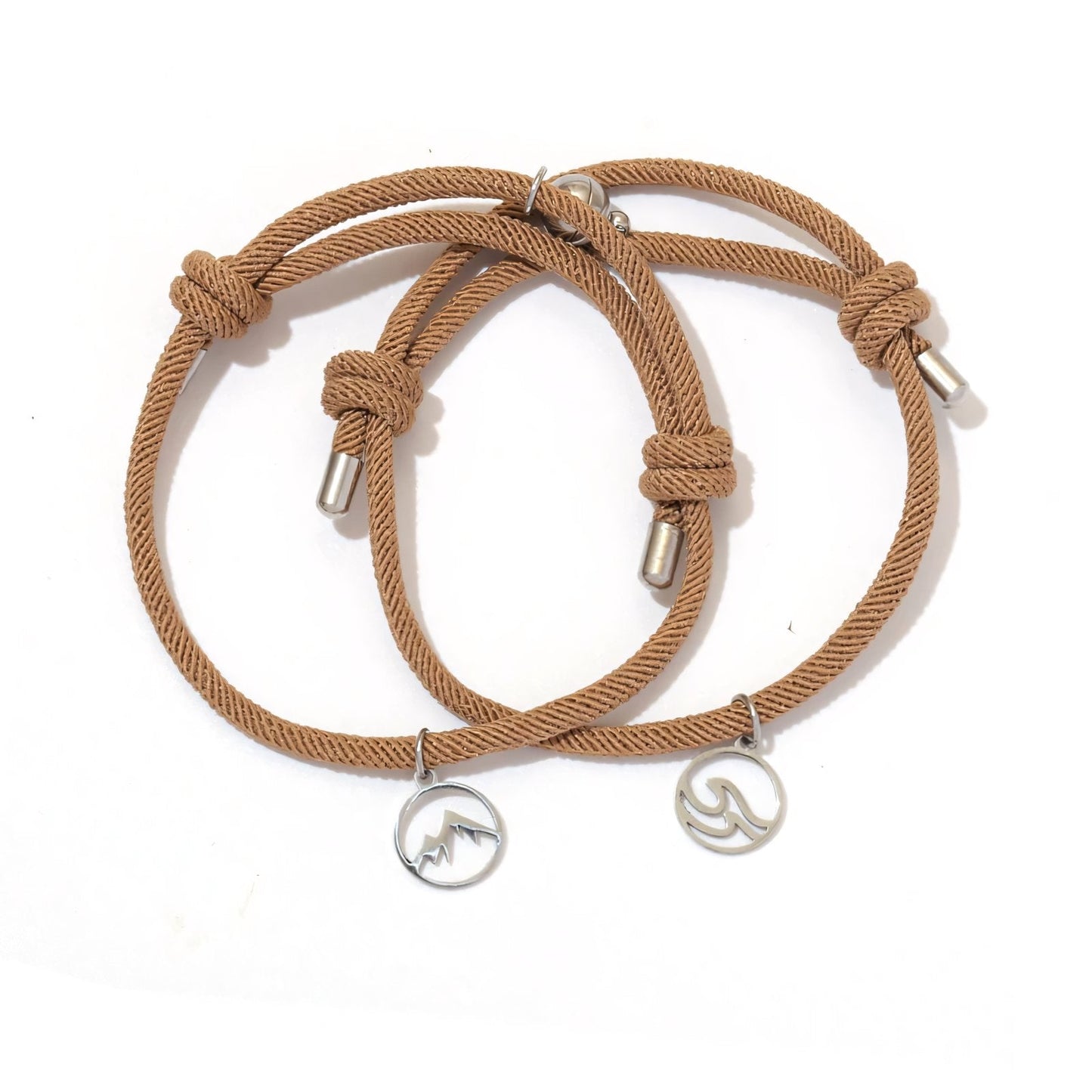 Couples Ocean & Mountains Magnetic Rope Bracelet Set