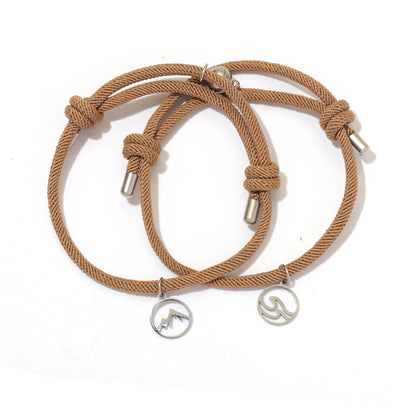 Couples Ocean & Mountains Magnetic Rope Bracelet Set
