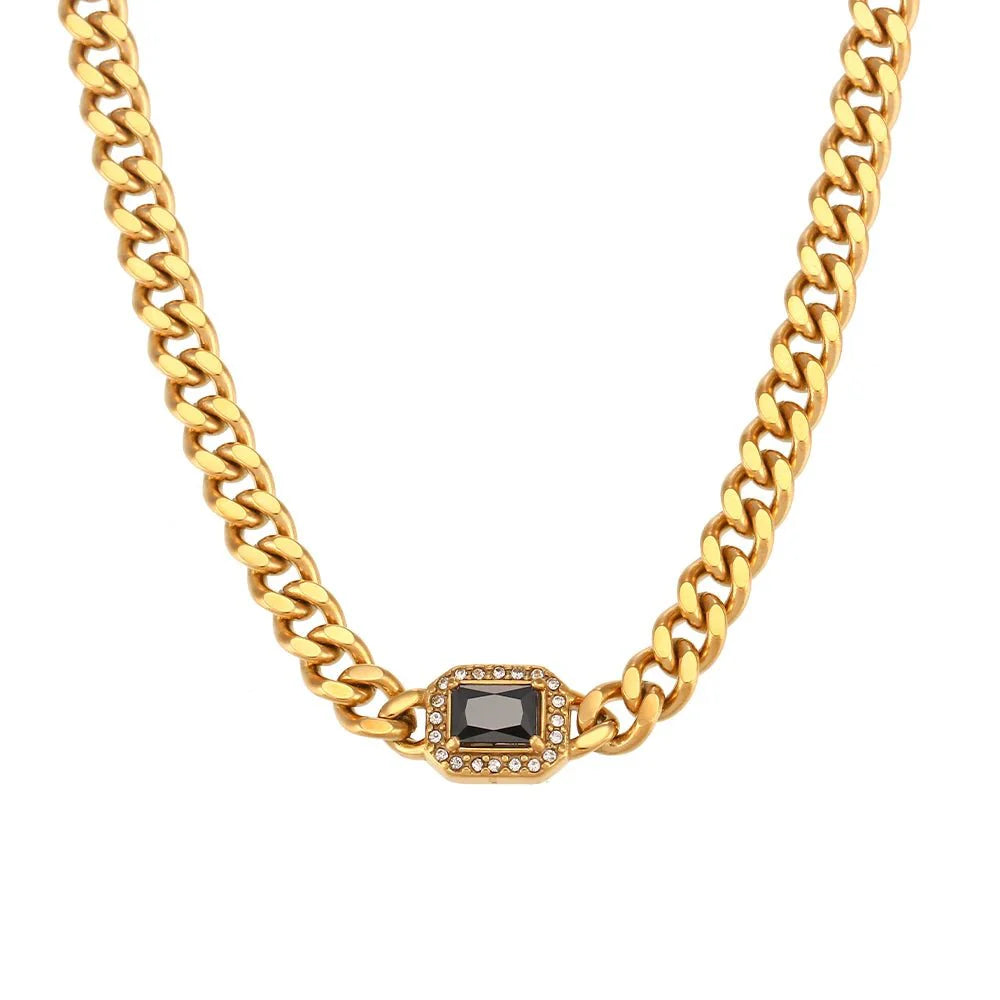 Cuban Chain Square Cut Diamond Choker and Bracelet