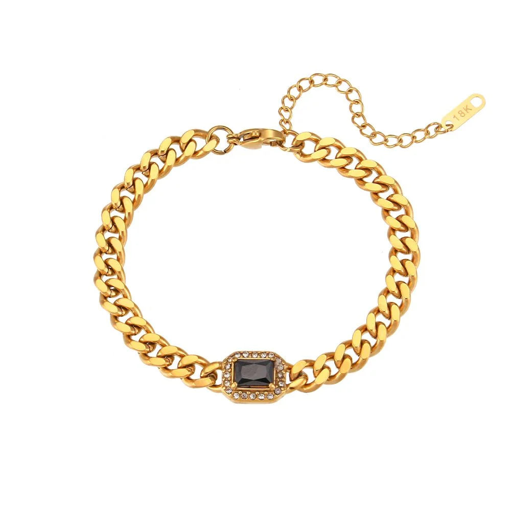 Cuban Chain Square Cut Diamond Choker and Bracelet