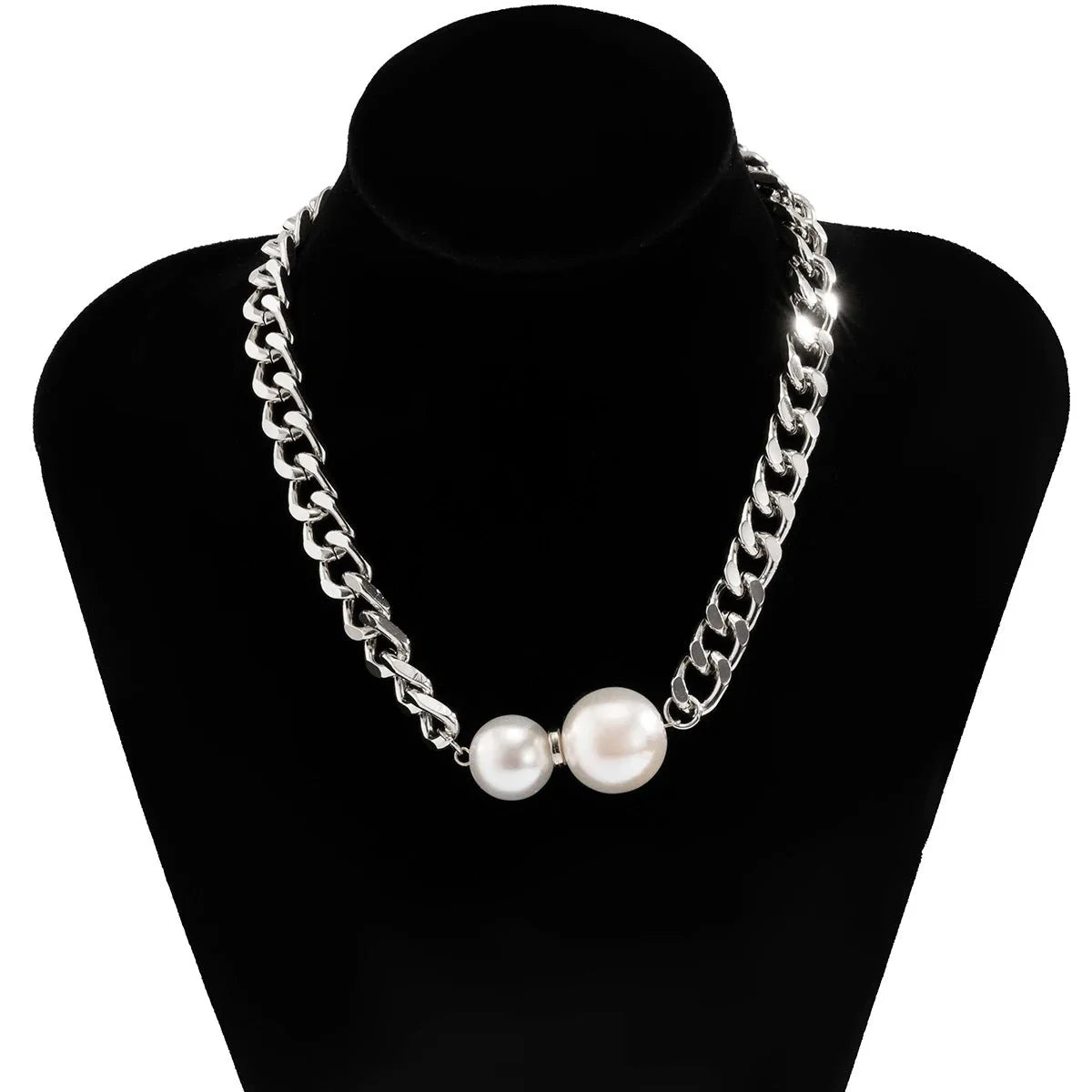 Cuban Link Chain Pearl Ends Necklace