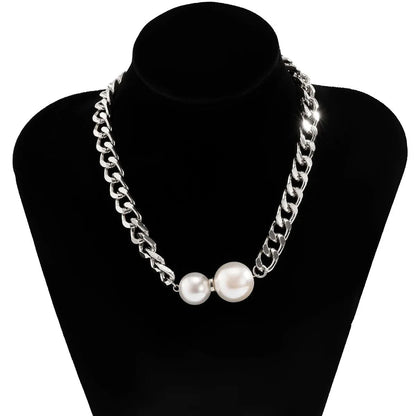 Cuban Link Chain Pearl Ends Necklace