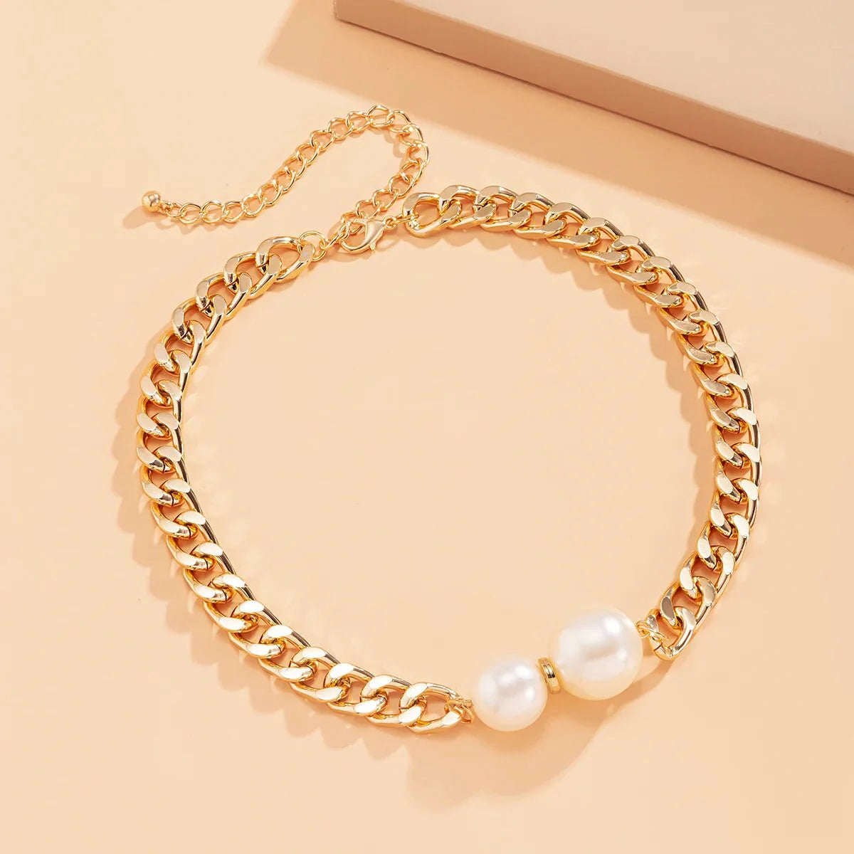 Cuban Link Chain Pearl Ends Necklace